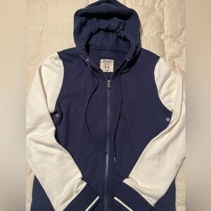 Under Armour Blue and White Baseball Hoodie Varsity Style Zip-Up Jacket